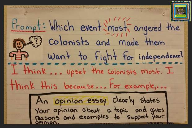 Content Writing Opinion Essay Anchor Chart American Revolution