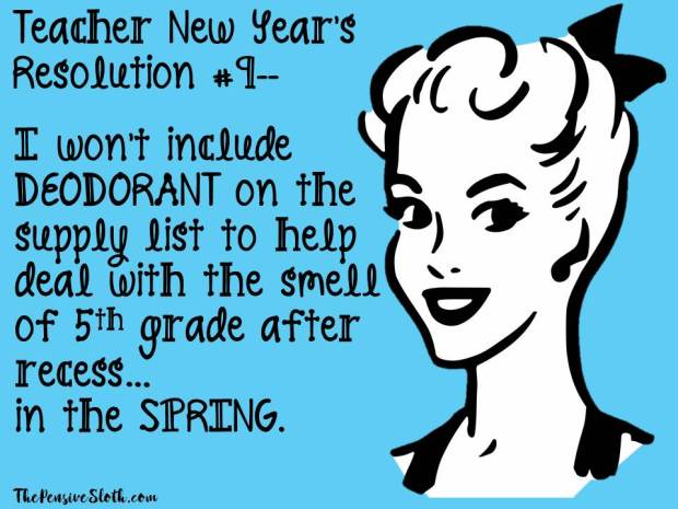 Top Teacher New Year's Resolutions from The Pensive Sloth